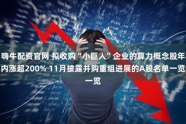 嗨牛配资官网 拟收购“小巨人”企业的算力概念股年内涨超200% 11月披露并购重组进展的A股名单一览